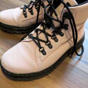Women's Pink Suede Lace-Up Platform Boots